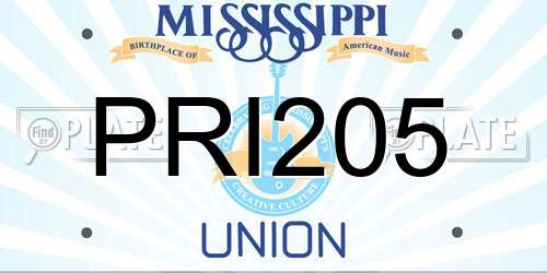 PRI205 Mississippi License Plate