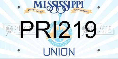 PRI219 Mississippi License Plate