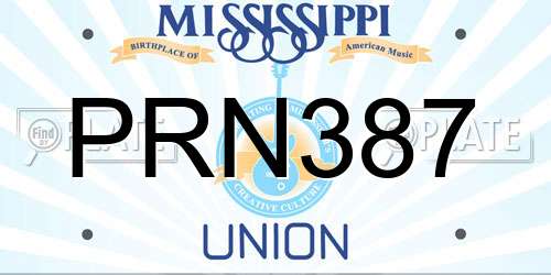 PRN387 Mississippi License Plate