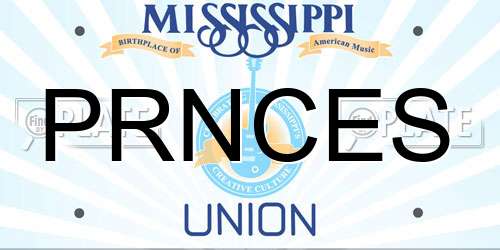 PRNCES Mississippi License Plate
