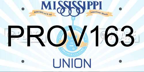 PROV163 Mississippi License Plate