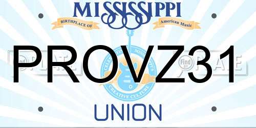 PROVZ31 Mississippi License Plate