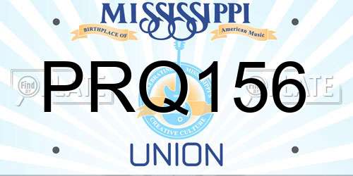PRQ156 Mississippi License Plate