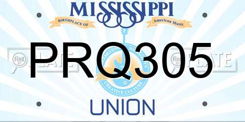 PRQ305 Mississippi License Plate
