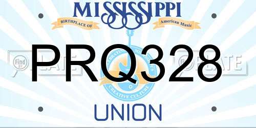 PRQ328 Mississippi License Plate