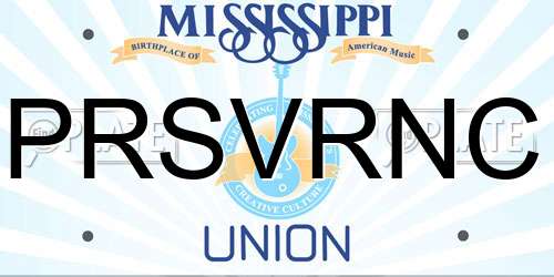 PRSVRNC Mississippi License Plate