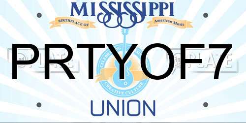 PRTYOF7 Mississippi License Plate