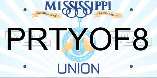 PRTYOF8 Mississippi License Plate