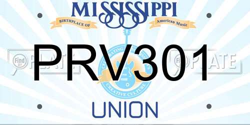 PRV301 Mississippi License Plate