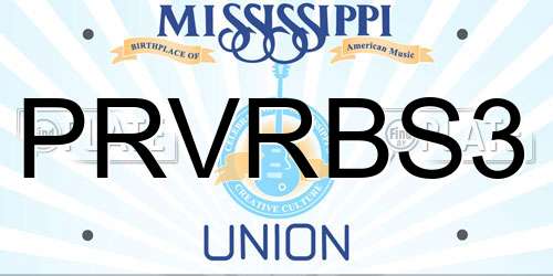 PRVRBS3 Mississippi License Plate