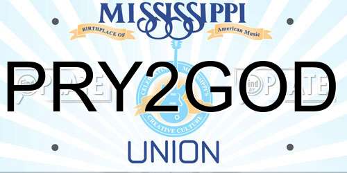 PRY2GOD Mississippi License Plate