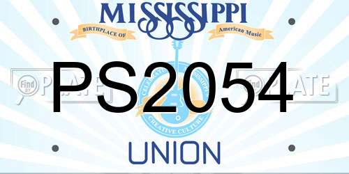 PS2054 Mississippi License Plate
