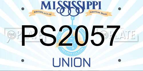 PS2057 Mississippi License Plate