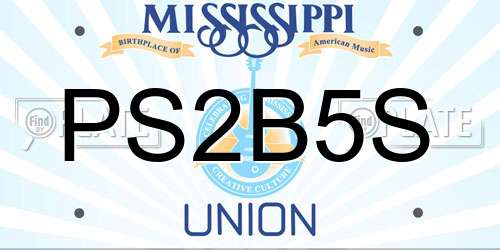 PS2B5S Mississippi License Plate