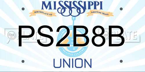 PS2B8B Mississippi License Plate