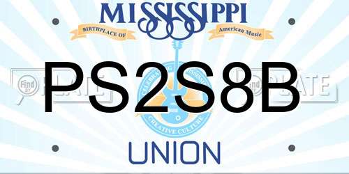 PS2S8B Mississippi License Plate