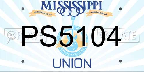 PS5104 Mississippi License Plate