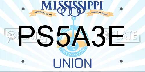 PS5A3E Mississippi License Plate