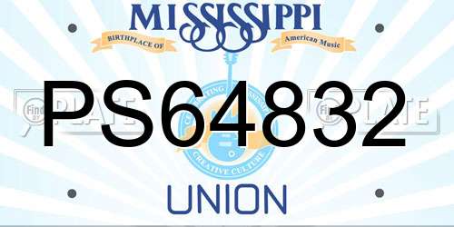 PS64832 Mississippi License Plate