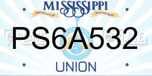 PS6A532 Mississippi License Plate