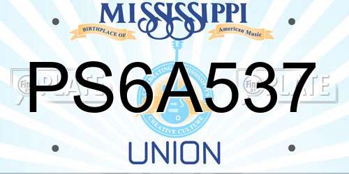 PS6A537 Mississippi License Plate