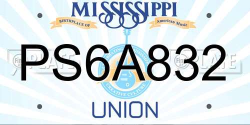 PS6A832 Mississippi License Plate