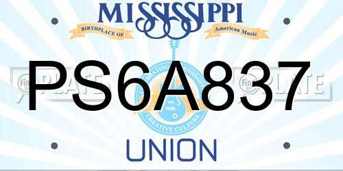 PS6A837 Mississippi License Plate