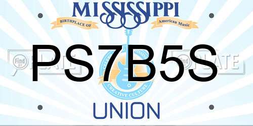 PS7B5S Mississippi License Plate