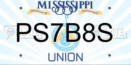 PS7B8S Mississippi License Plate