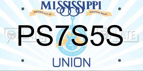 PS7S5S Mississippi License Plate