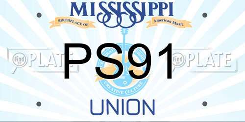 PS91 Mississippi License Plate