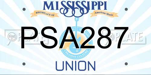 PSA287 Mississippi License Plate