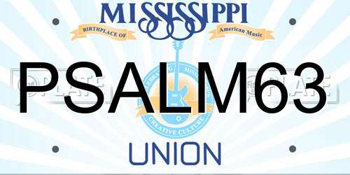 PSALM63 Mississippi License Plate