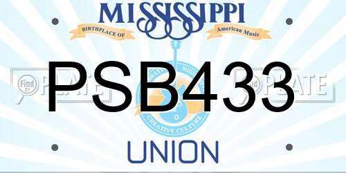 PSB433 Mississippi License Plate