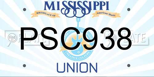PSC938 Mississippi License Plate
