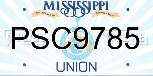 PSC9785 Mississippi License Plate