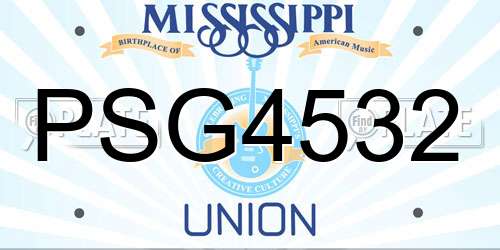 PSG4532 Mississippi License Plate