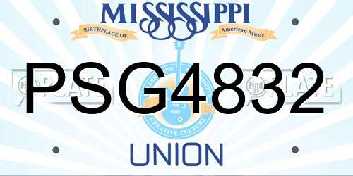 PSG4832 Mississippi License Plate
