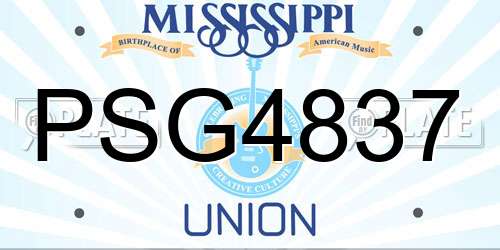 PSG4837 Mississippi License Plate