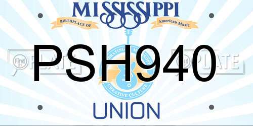 PSH940 Mississippi License Plate
