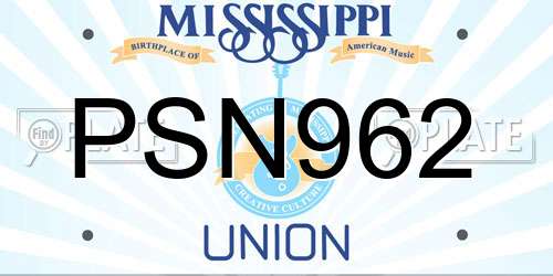 PSN962 Mississippi License Plate
