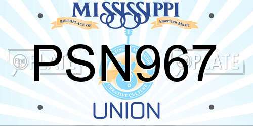 PSN967 Mississippi License Plate