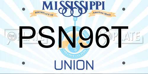 PSN96T Mississippi License Plate