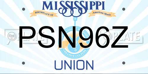PSN96Z Mississippi License Plate