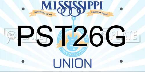 PST26G Mississippi License Plate