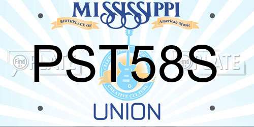 PST58S Mississippi License Plate