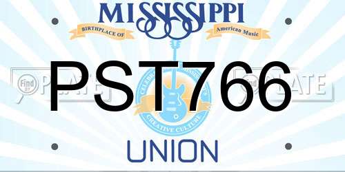 PST766 Mississippi License Plate