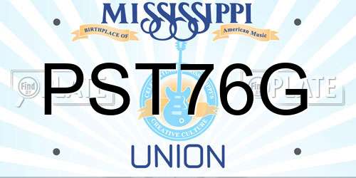 PST76G Mississippi License Plate