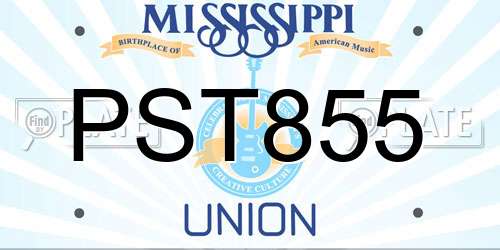 PST855 Mississippi License Plate
