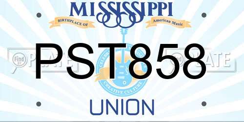 PST858 Mississippi License Plate